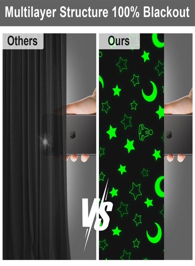 AIYNC 100% Blackout Curtains for Bedroom 98" x 57", Portable DIY Window Blinds, No Drill Window Shades & Blackout Blinds with Scribbler Pen & Stickers & Tabs for Baby Nursery,Dorm Room,Travel(Stars & Moon) - Image 5